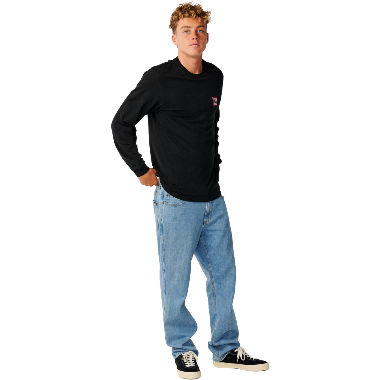 2026 Rip Curl Mens Streamline Badge Long Sleeve T-Shirt 13UMTE - Black